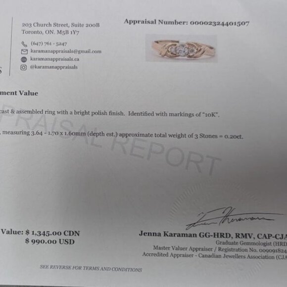 10K Yellow Gold 1.47G Natural Diamond 0.2Ct Ring (~Size 6) - Picture 4 of 4